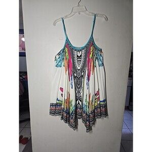 Flying Tomato Hankerchief Boho Multi color Mini Dress Sz M Adjustable Straps